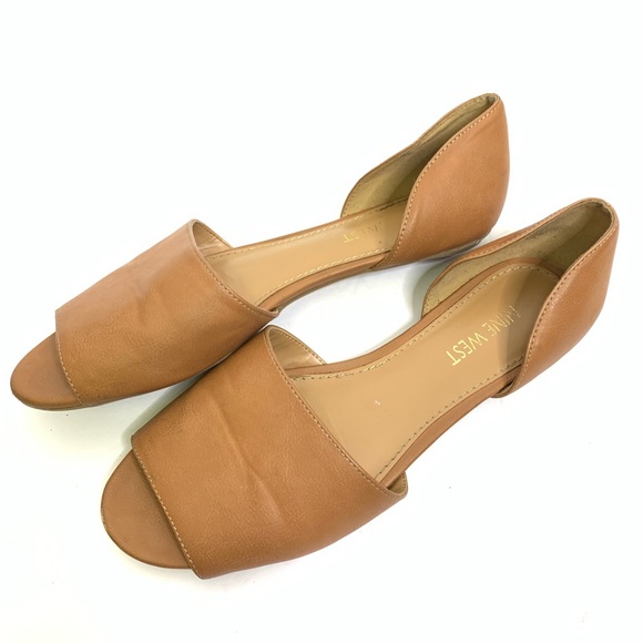 nine west open toe flats